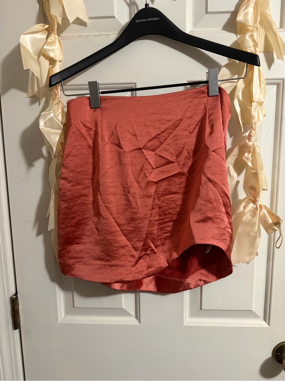 Banana Republic Coral Satin Mini Skirt